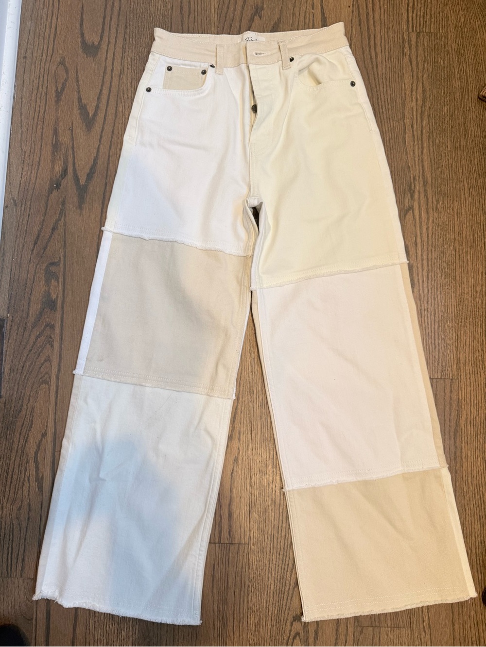 Rails SZ 27 LIKE NEW Getty Crop wide leg Ecru Patchwork Jeans-Cream & Off-White